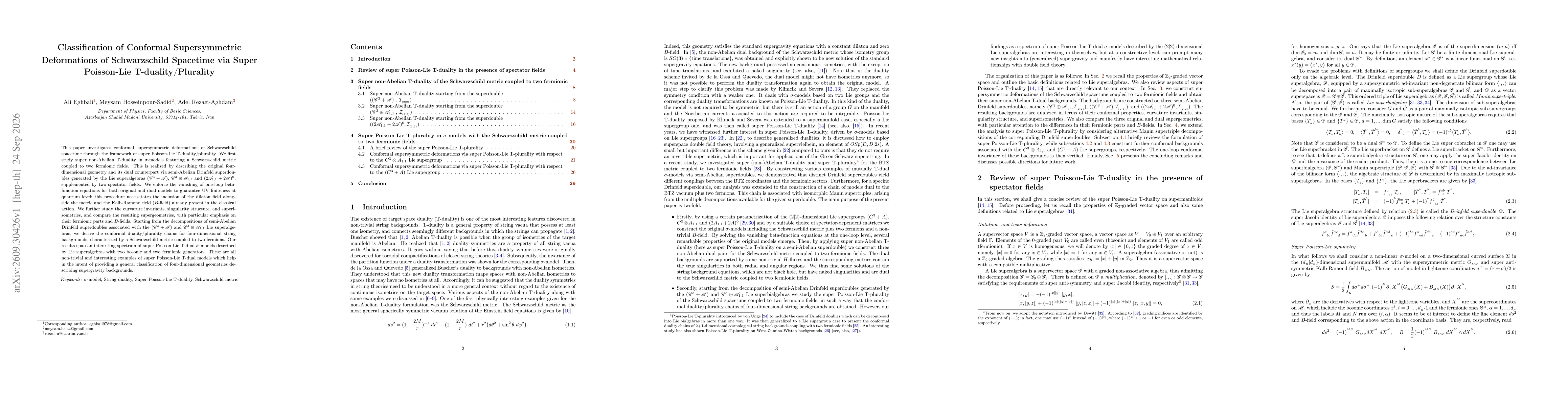 Thumbnail for Classification of Conformal Supersymmetric Deformations of Schwarzschild Spacetime via Super Poisson-Lie T-duality/Plurality