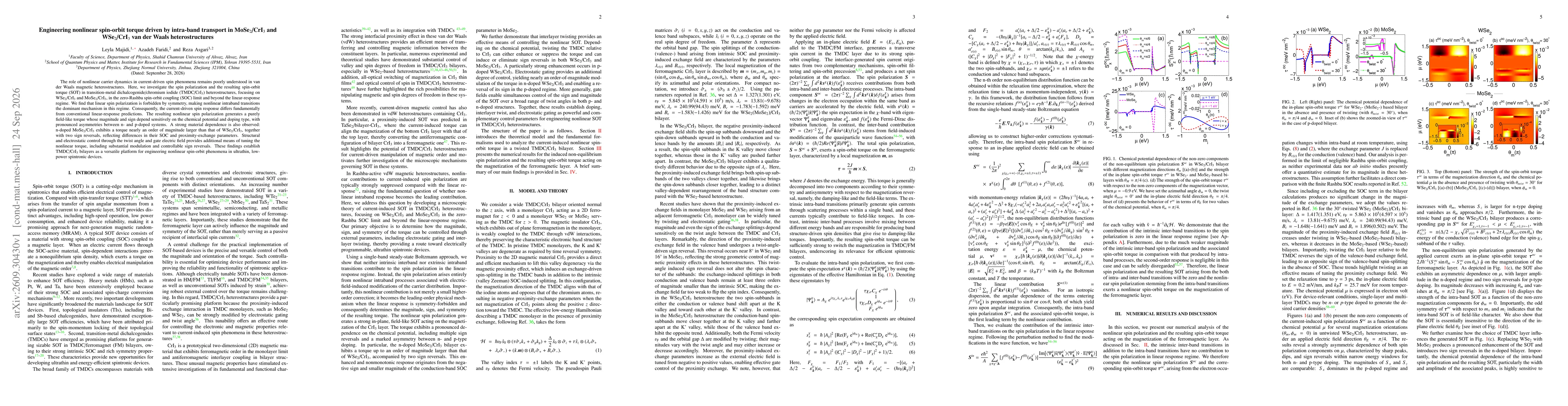 Thumbnail for Engineering nonlinear spin-orbit torque driven by intra-band transport in MoSe$_2$/CrI$_3$ and WSe$_2$/CrI$_3$ van der Waals heterostructures