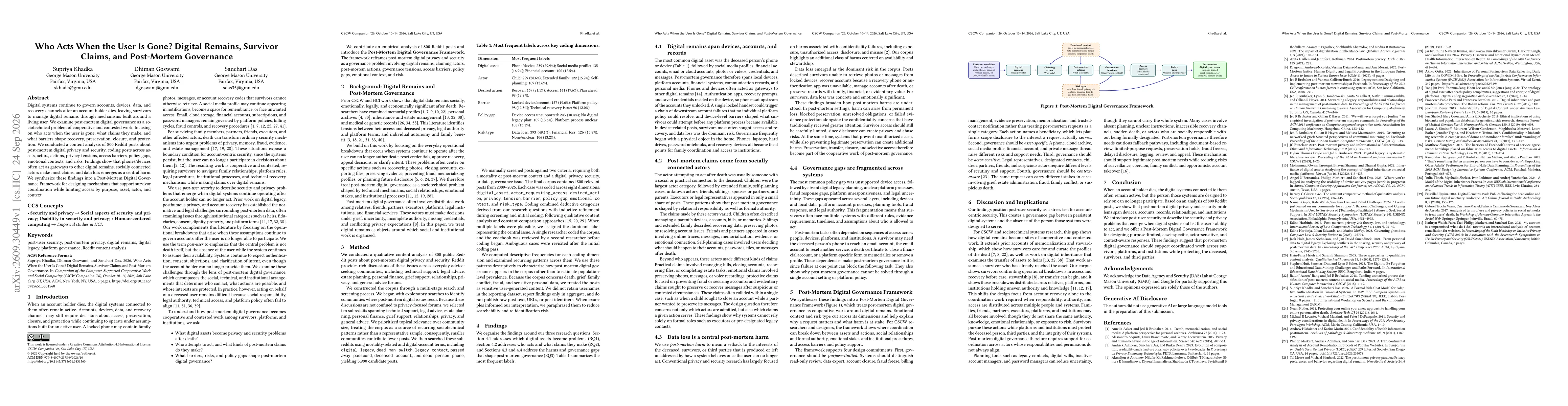 Thumbnail for Who Acts When the User Is Gone? Digital Remains, Survivor Claims, and Post-Mortem Governance