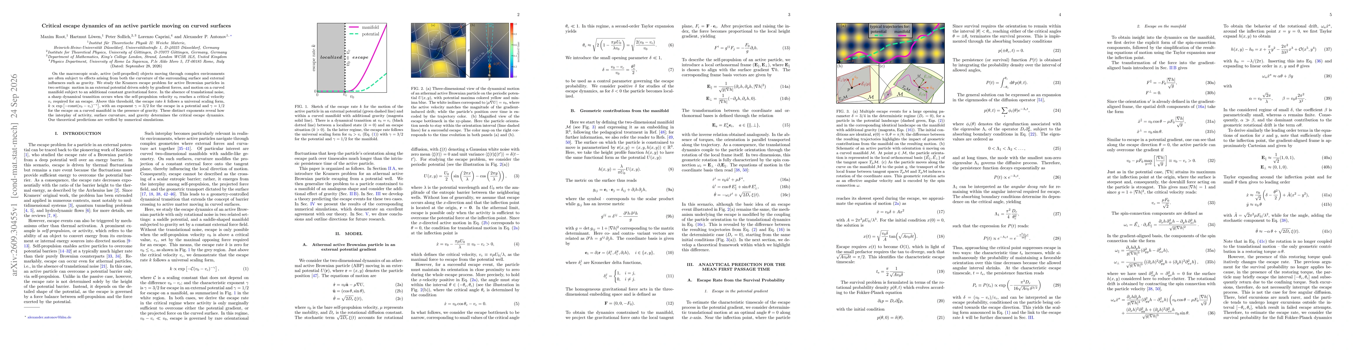 Thumbnail for Critical escape dynamics of an active particle moving on curved surfaces