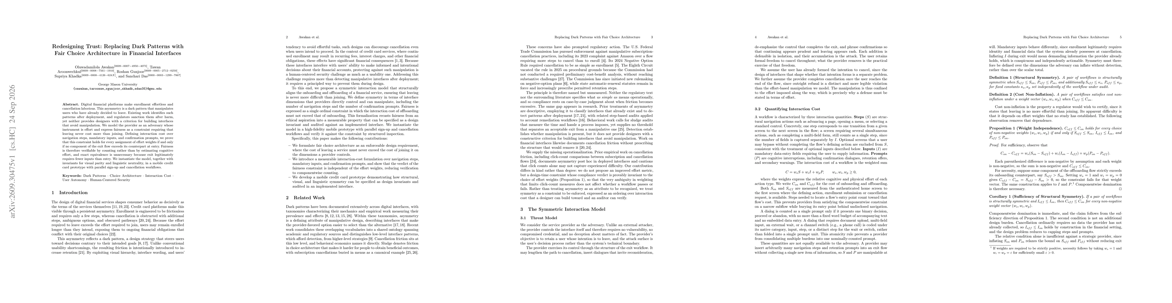 Thumbnail for Redesigning Trust: Replacing Dark Patterns with Fair Choice Architecture in Financial Interfaces
