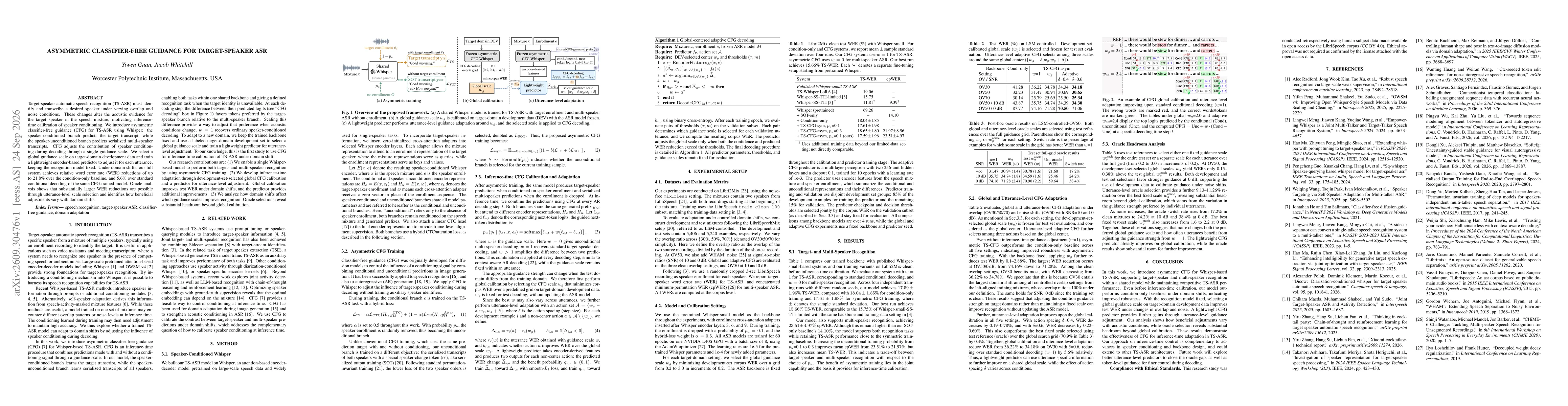 Thumbnail for Asymmetric Classifier-Free Guidance for Target-Speaker ASR