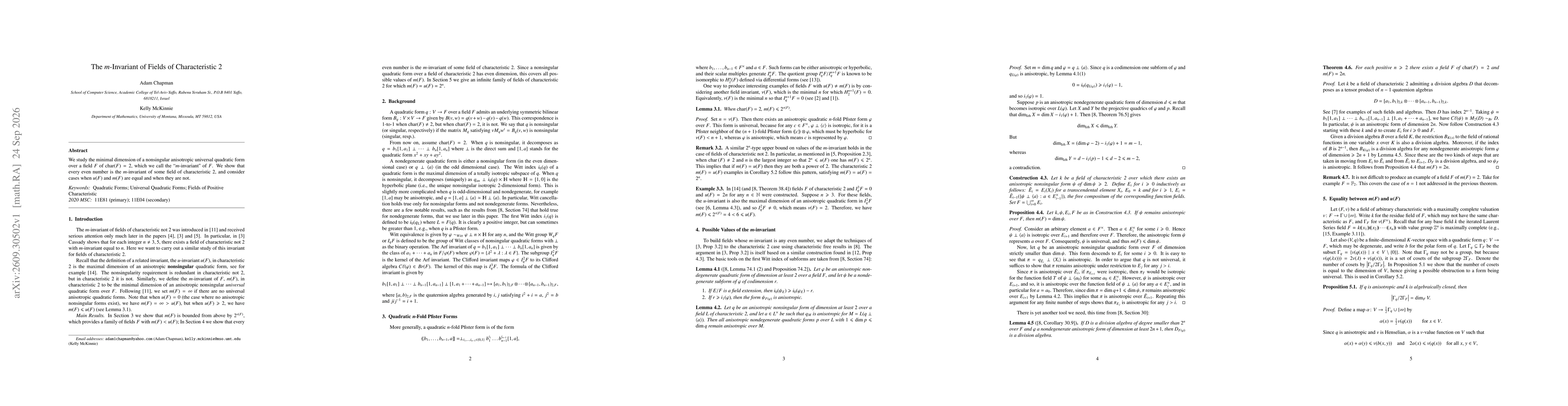 Thumbnail for The $m$-Invariant of Fields of Characteristic 2