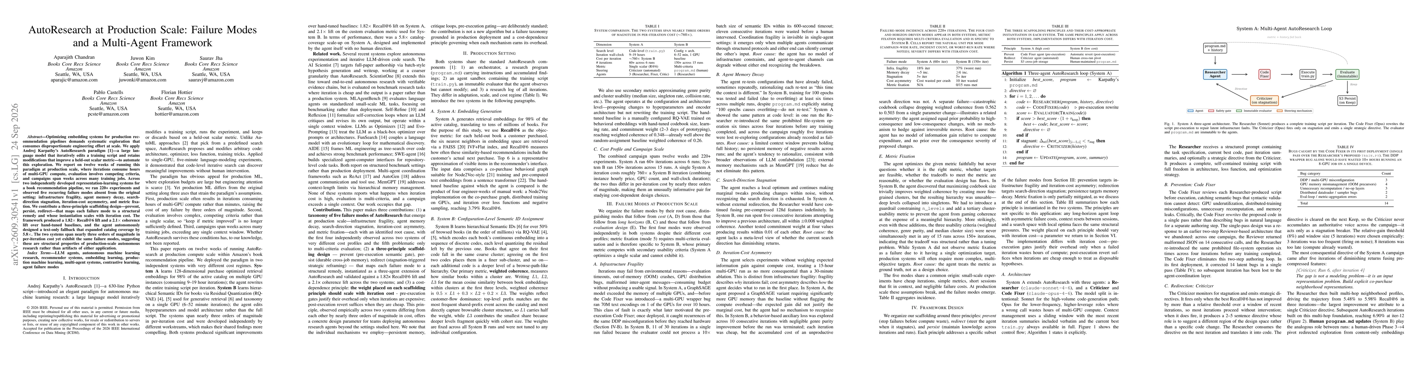 Thumbnail for AutoResearch at Production Scale: Failure Modes and a Multi-Agent Framework