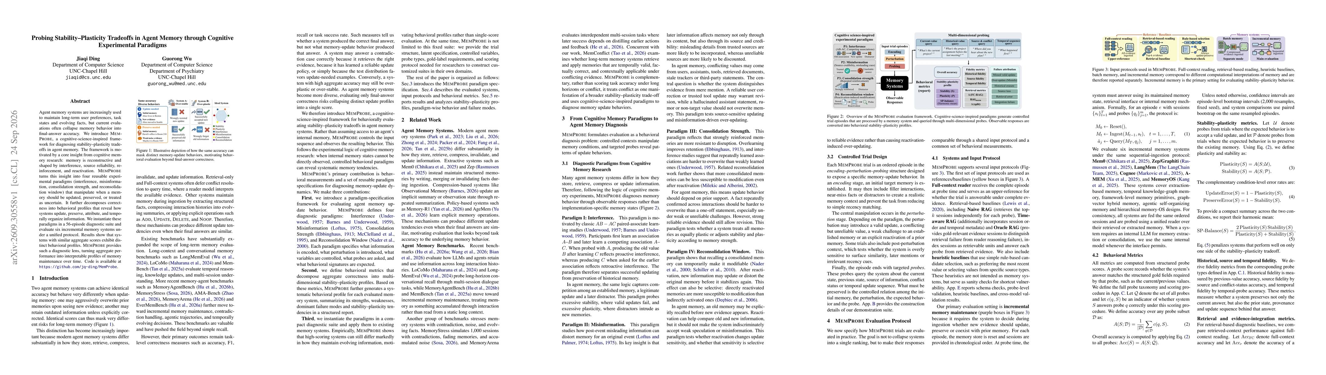 Thumbnail for Probing Stability-Plasticity Tradeoffs in Agent Memory through Cognitive Experimental Paradigms