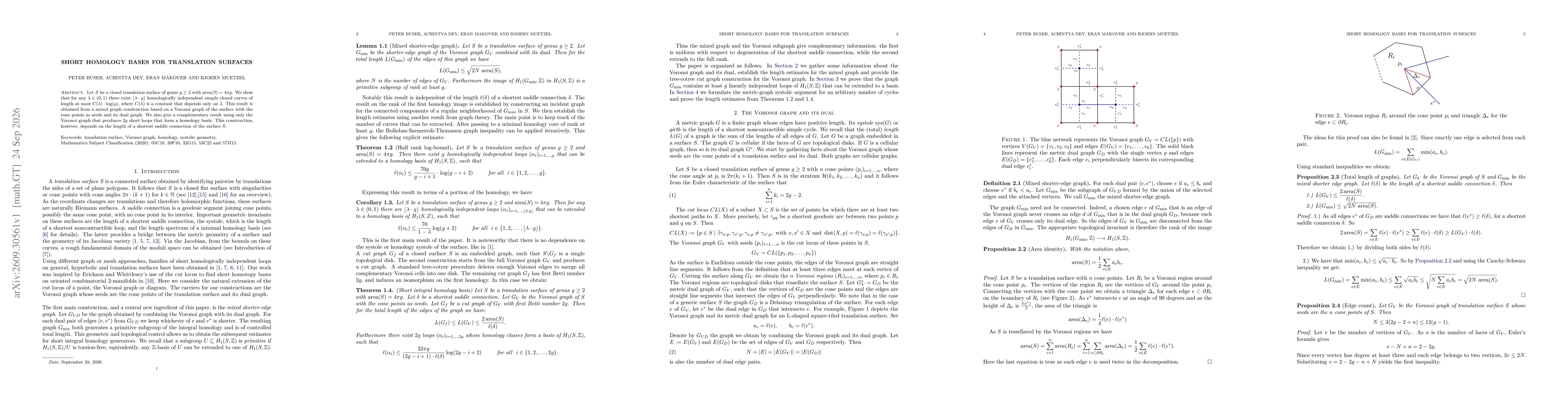 Thumbnail for Short homology bases for translation surfaces