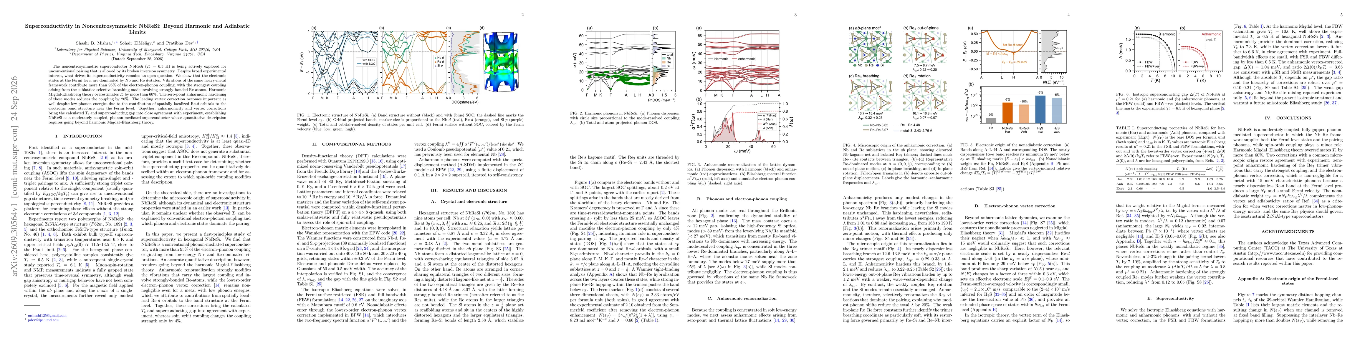 Thumbnail for Superconductivity in Noncentrosymmetric NbReSi: Beyond Harmonic and Adiabatic Limits