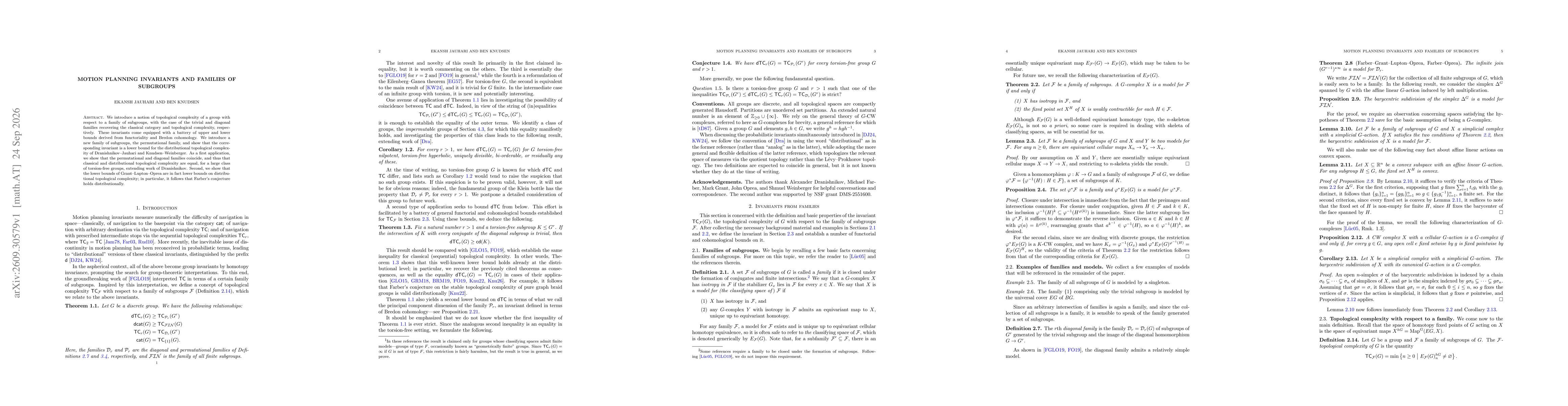 Thumbnail for Motion planning invariants and families of subgroups