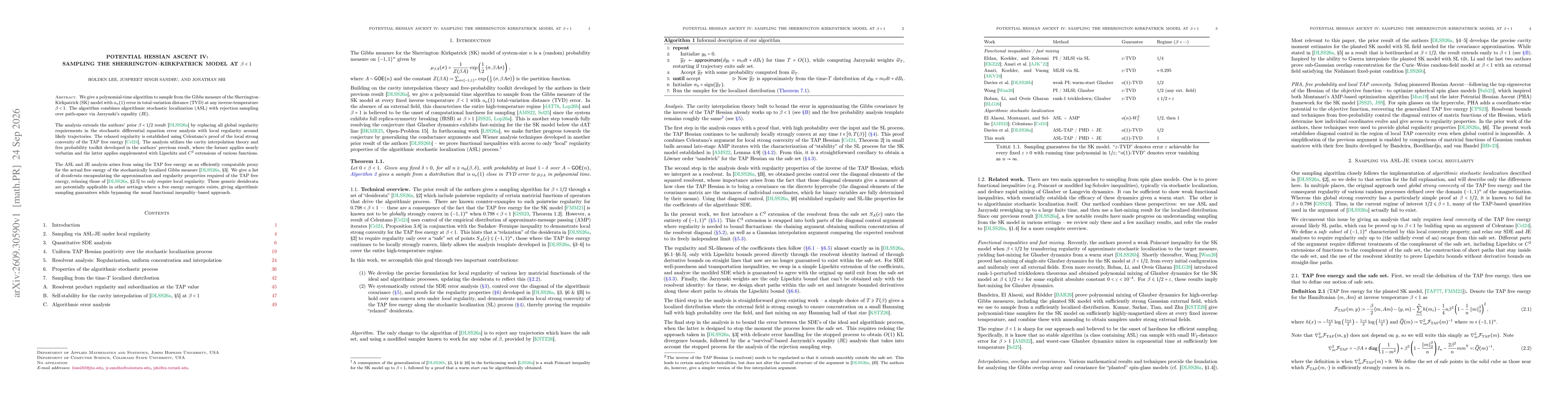 Thumbnail for Potential Hessian Ascent IV: Sampling the Sherrington-Kirkpatrick model at $β< 1$