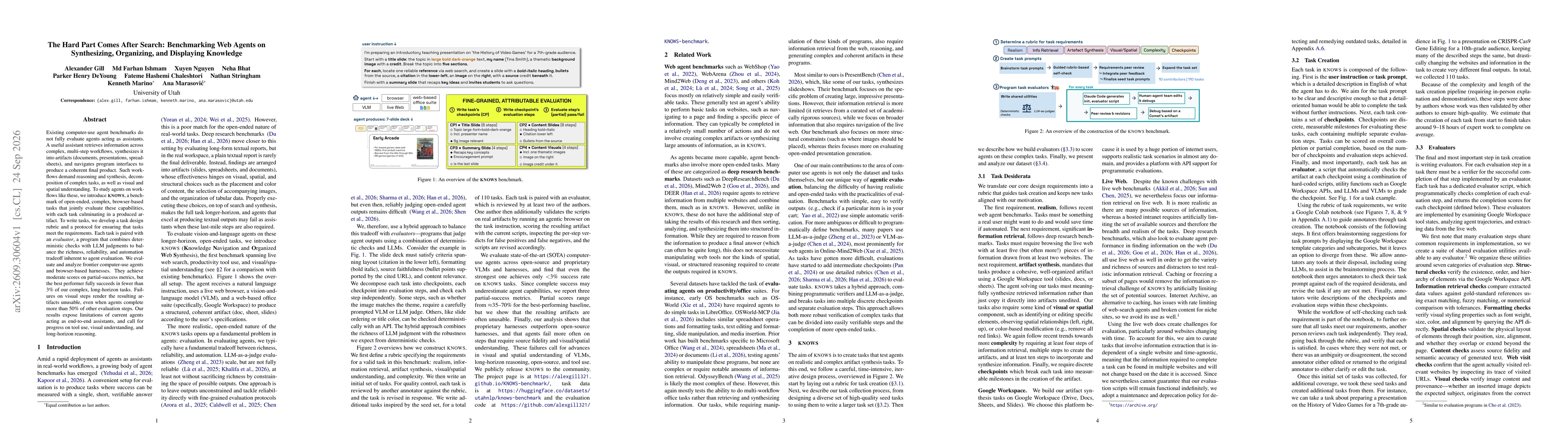 Thumbnail for The Hard Part Comes After Search: Benchmarking Web Agents on Synthesizing, Organizing, and Displaying Knowledge