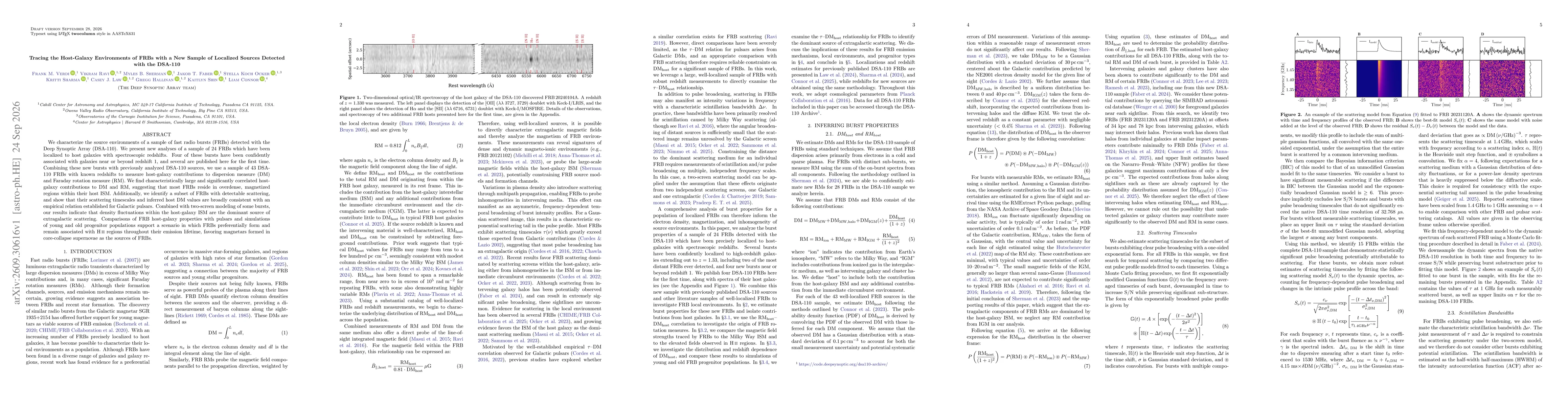 Thumbnail for Tracing the Host-Galaxy Environments of FRBs with a New Sample of Localized Sources Detected with the DSA-110
