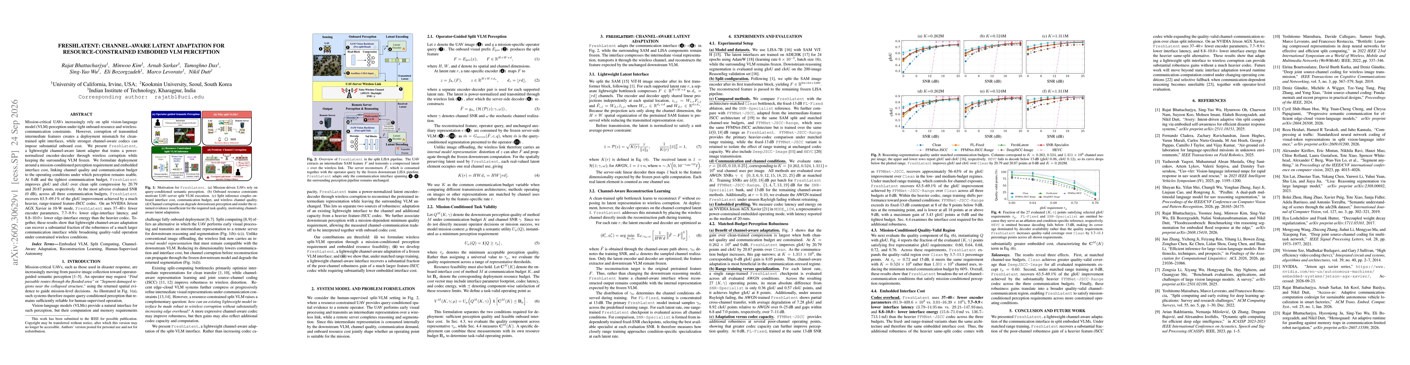 Thumbnail for FRESHLATENT: Channel-Aware Latent Adaptation for Resource-Constrained Embodied VLM Perception