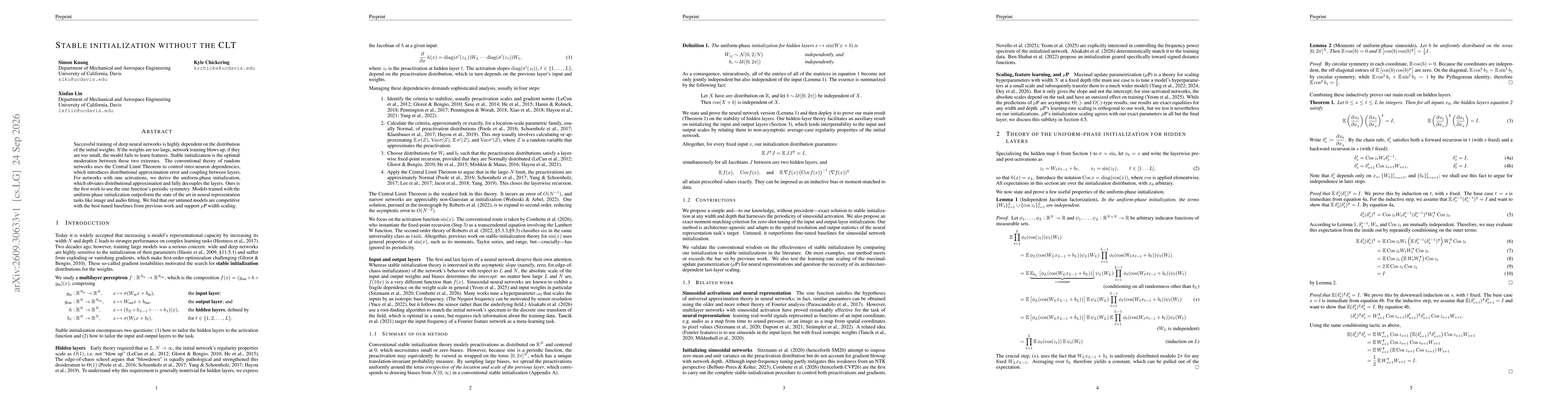 Thumbnail for Stable initialization without the CLT