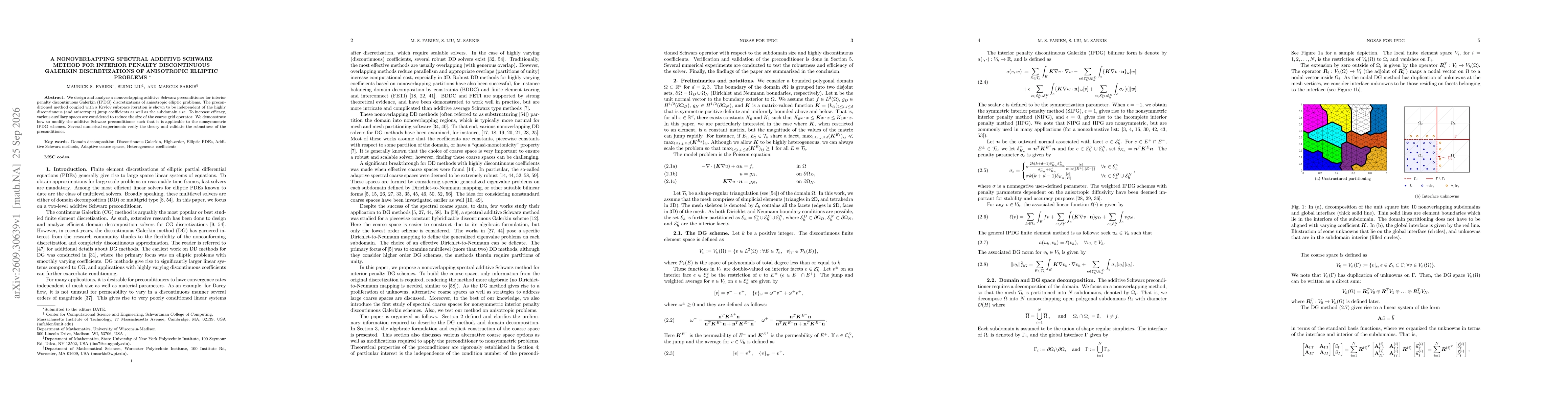 Thumbnail for A nonoverlapping spectral additive Schwarz method for interior penalty discontinuous Galerkin discretizations of Anisotropic Elliptic Problems