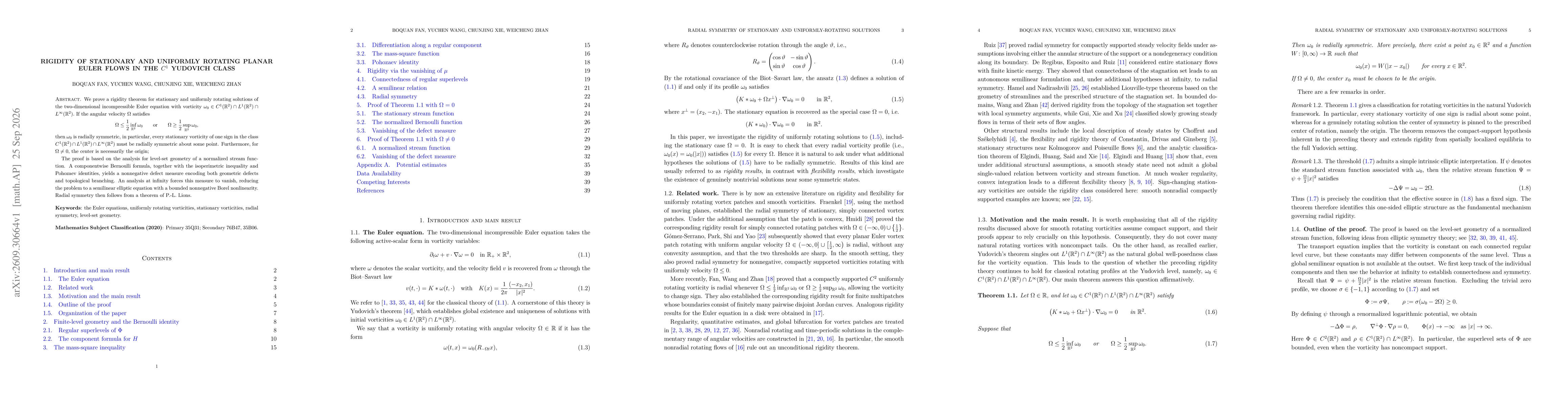 Thumbnail for Rigidity of stationary and uniformly rotating planar Euler flows in the $C^1$ Yudovich class