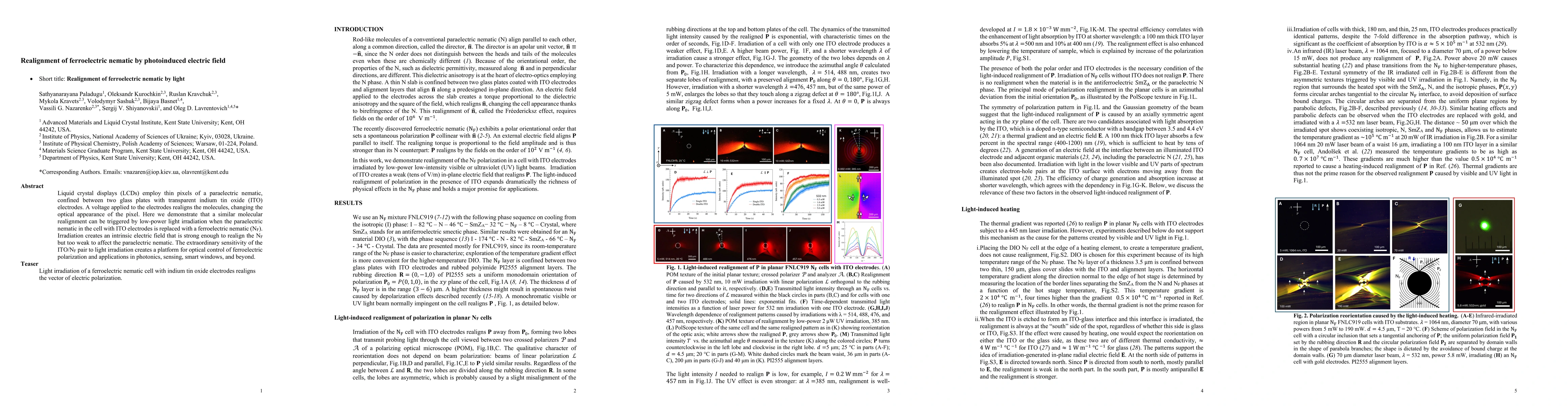 Thumbnail for Realignment of ferroelectric nematic by photoinduced electric field