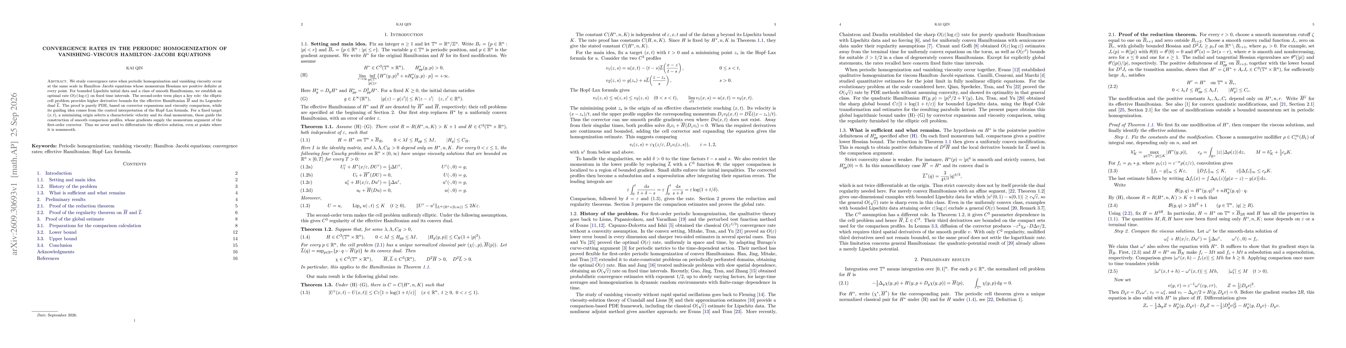 Thumbnail for Convergence rates in the periodic homogenization of vanishing-viscous Hamilton-Jacobi equations