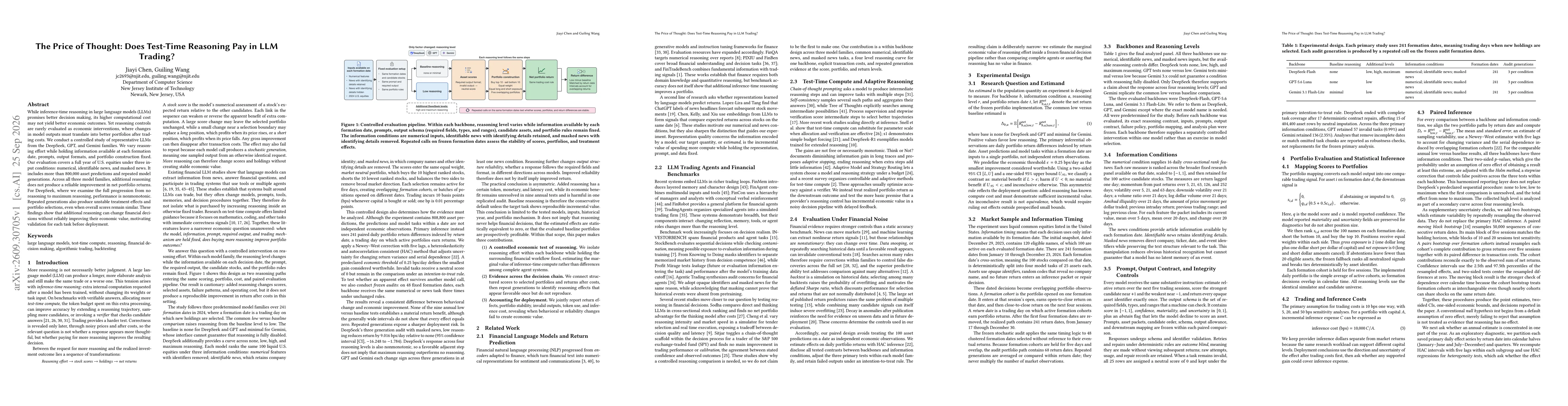 Thumbnail for The Price of Thought: Does Test-Time Reasoning Pay in LLM Trading?