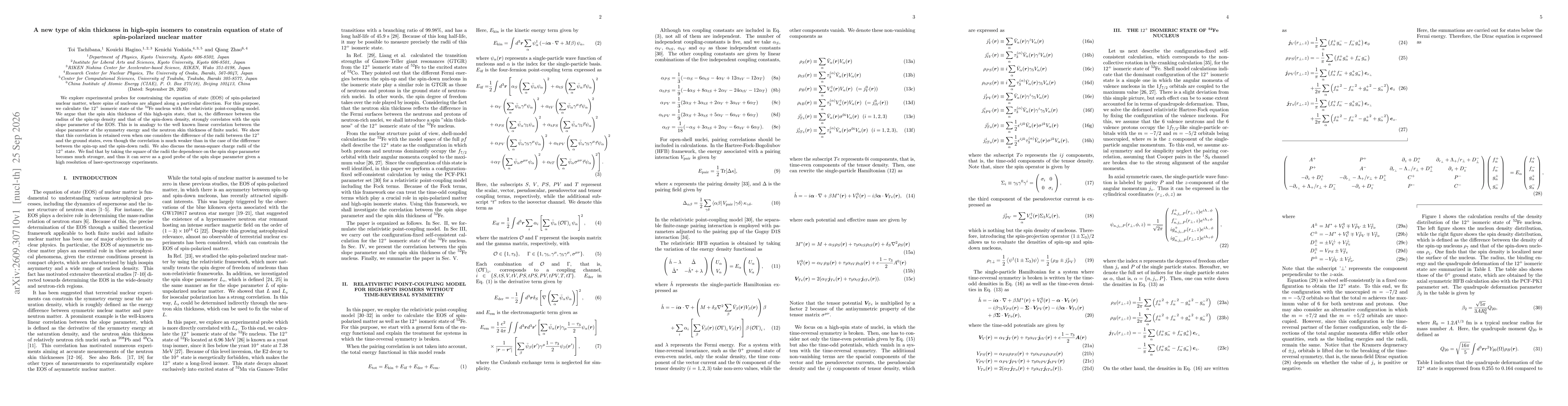 Thumbnail for A new type of skin thickness in high-spin isomers to constrain equation of state of spin-polarized nuclear matter