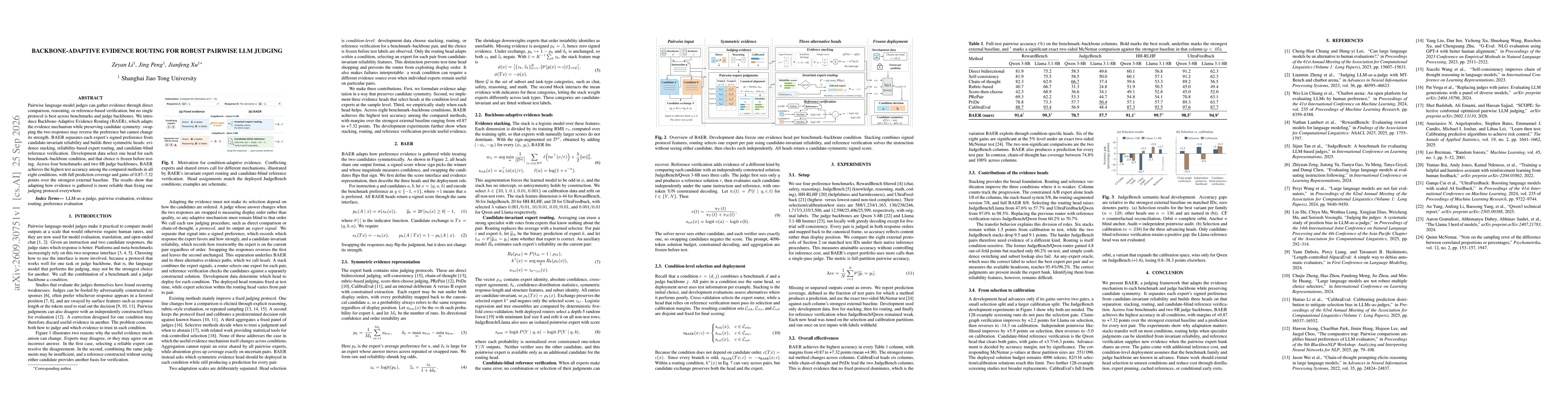 Thumbnail for Backbone-Adaptive Evidence Routing for Robust Pairwise LLM Judging