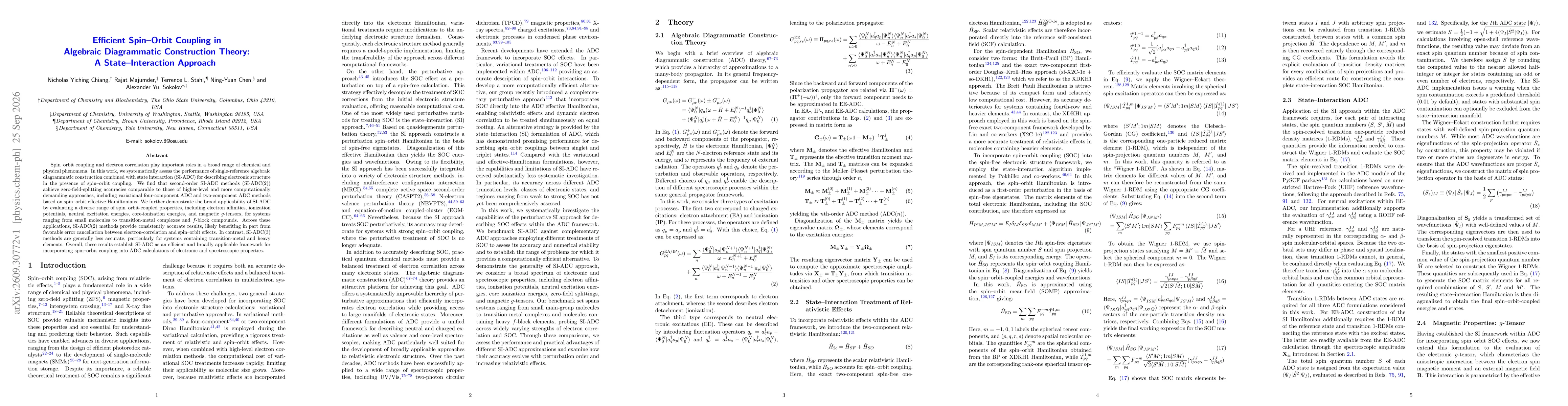 Thumbnail for Efficient Spin-Orbit Coupling in Algebraic Diagrammatic Construction Theory: A State-Interaction Approach