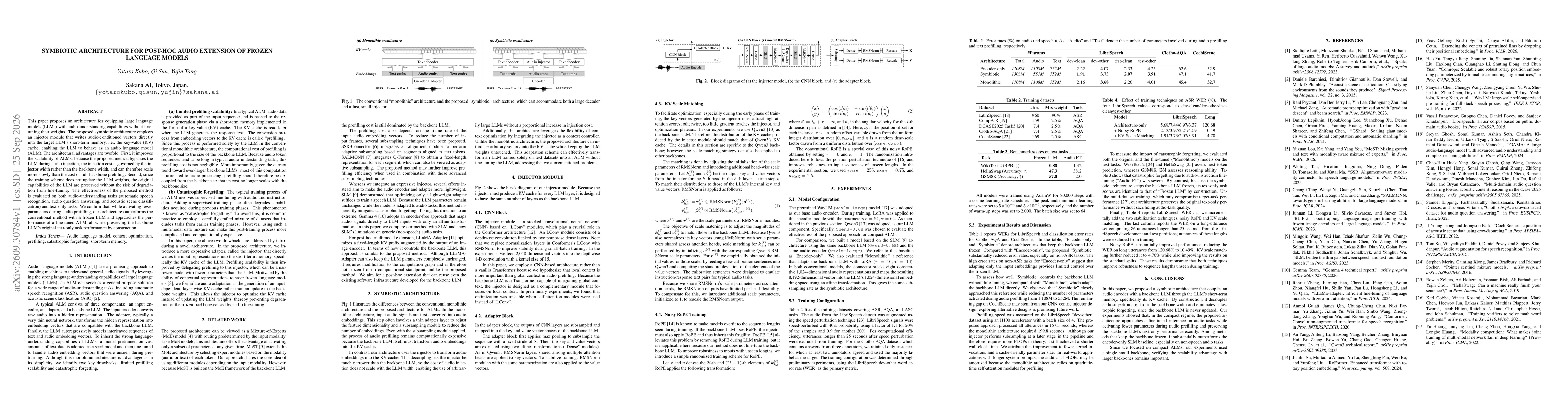 Thumbnail for Symbiotic Architecture for Post-Hoc Audio Extension of Frozen Language Models