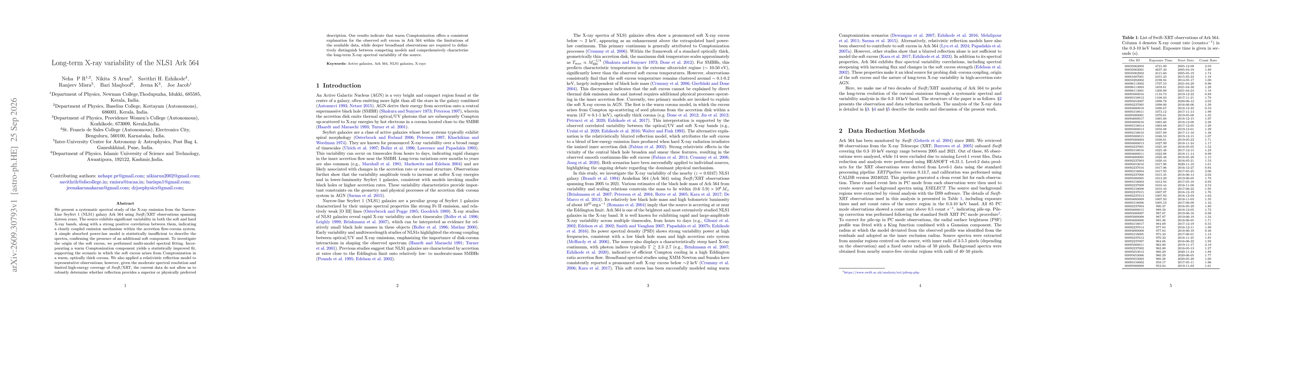 Thumbnail for Long-term X-ray variability of the NLS1 Ark 564