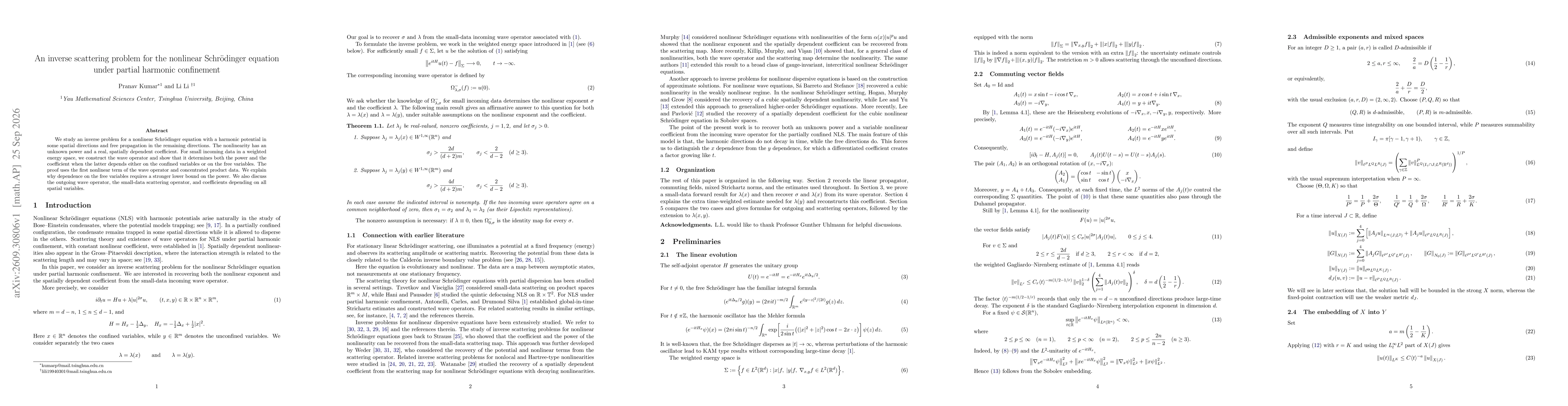 Thumbnail for An inverse scattering problem for the nonlinear Schrödinger equation under partial harmonic confinement