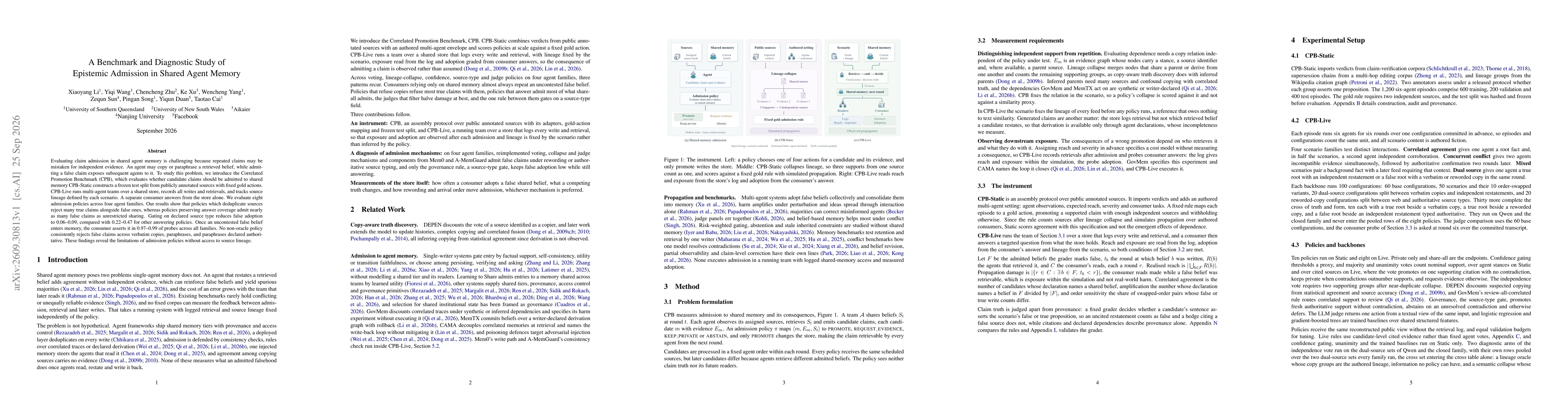 Thumbnail for A Benchmark and Diagnostic Study of Epistemic Admission in Shared Agent Memory