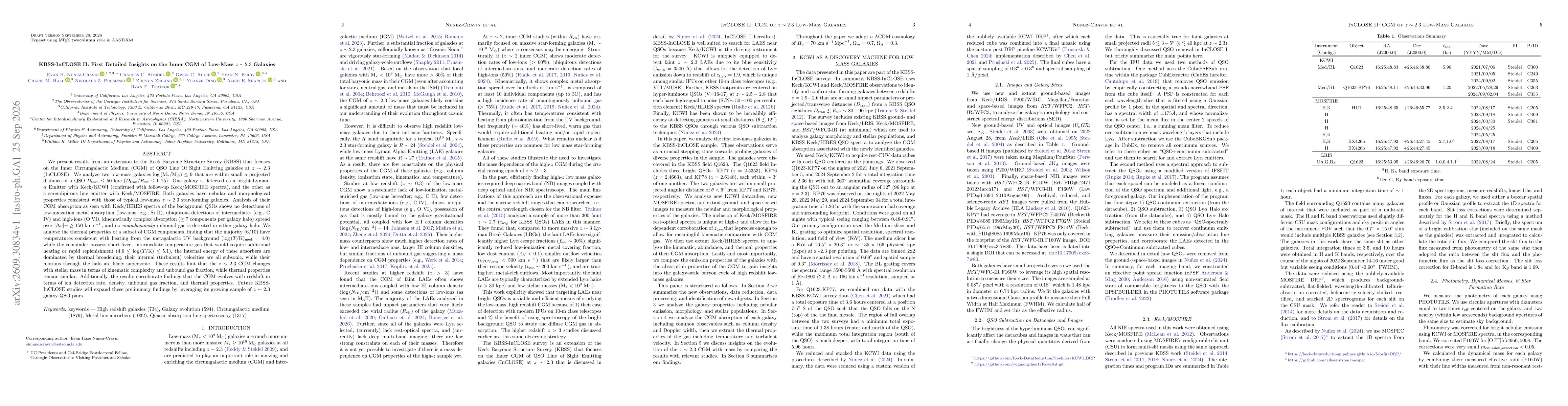Thumbnail for KBSS-InCLOSE II: First Detailed Insights on the Inner CGM of Low-Mass $z\sim2.3$ Galaxies