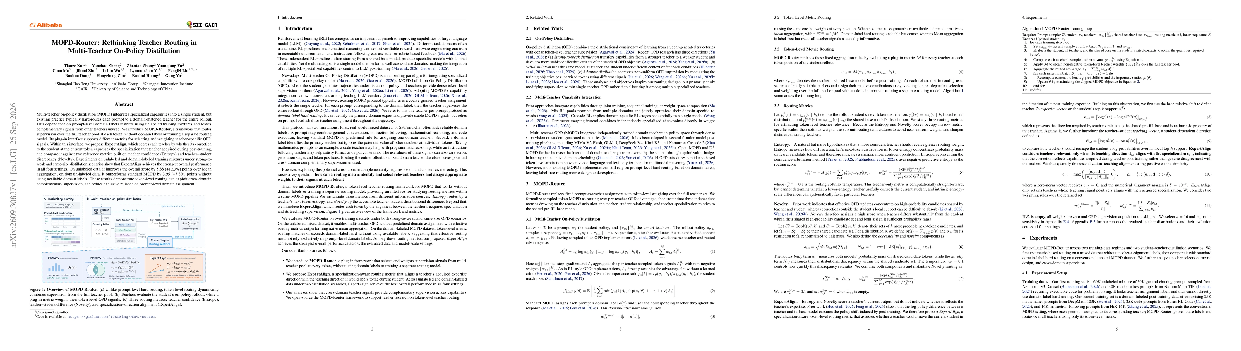 Thumbnail for MOPD-Router: Rethinking Teacher Routing in Multi-Teacher On-Policy Distillation
