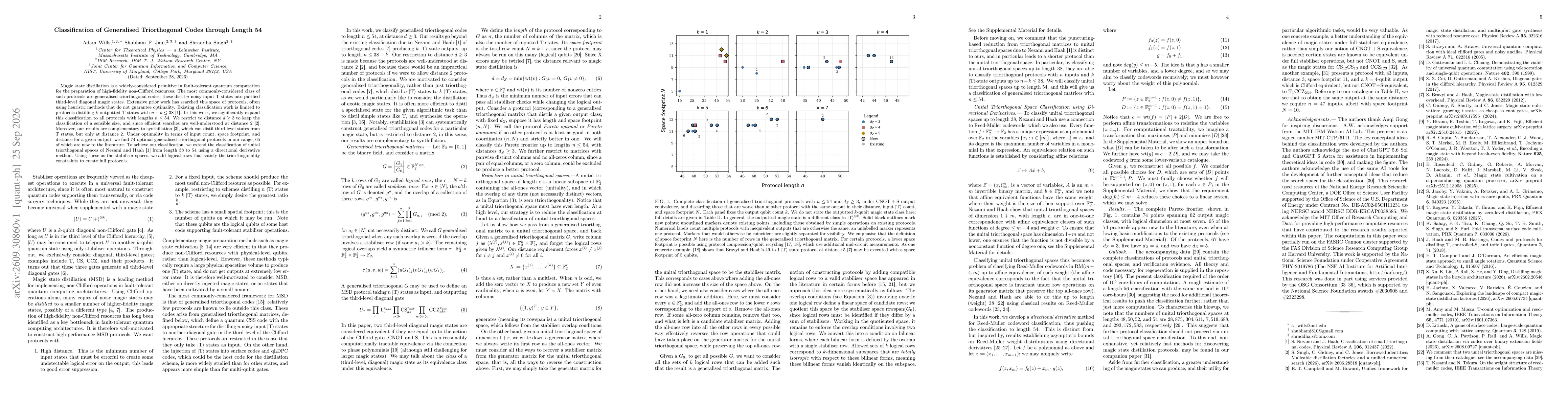 Thumbnail for Classification of Generalised Triorthogonal Codes through Length 54