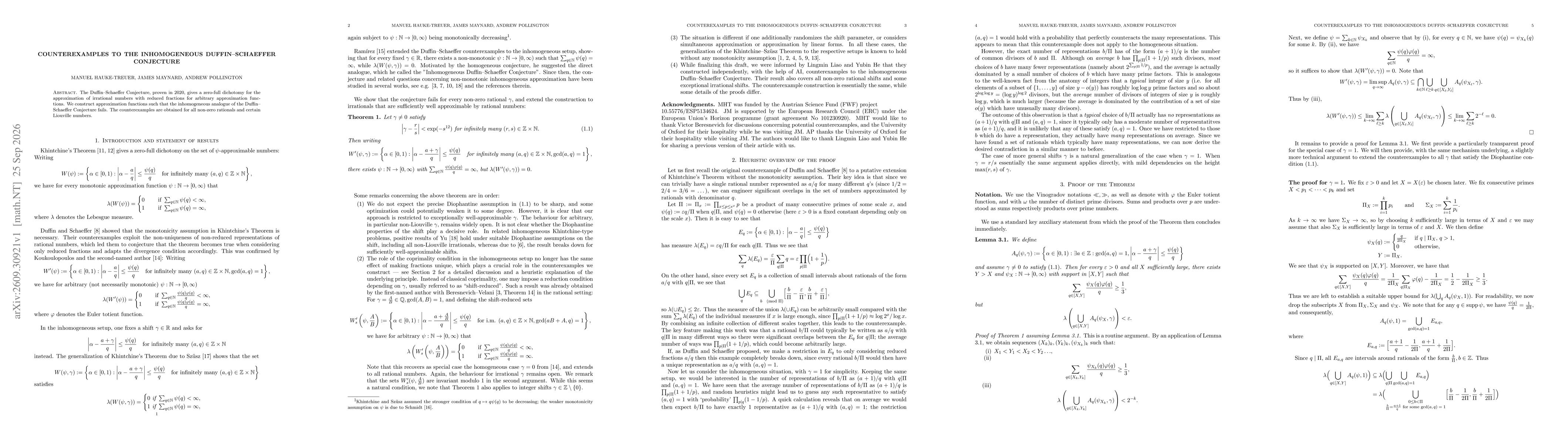 Thumbnail for Counterexamples to the inhomogeneous Duffin-Schaeffer Conjecture