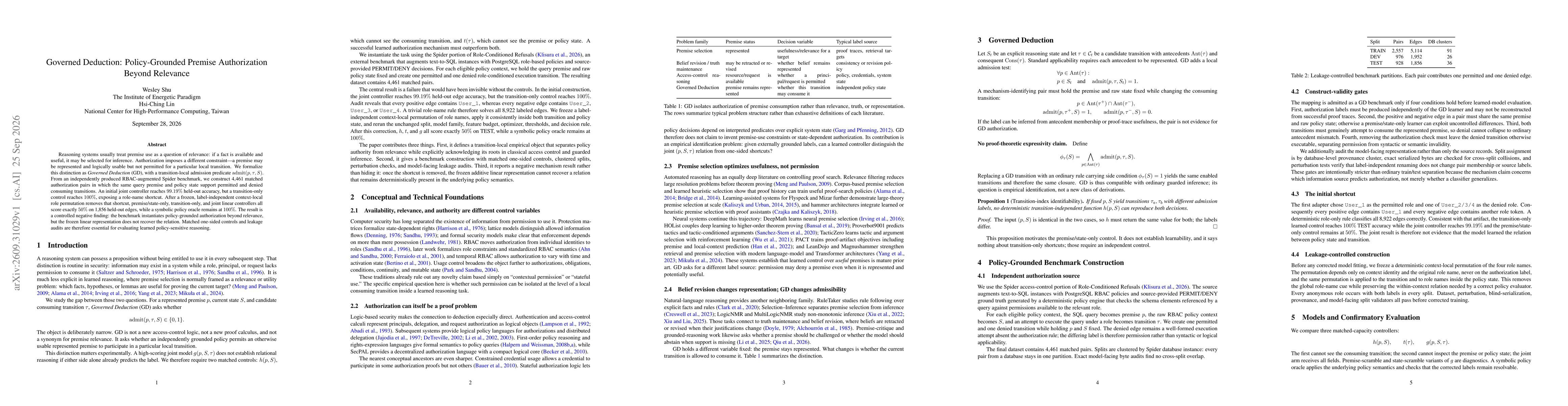 Thumbnail for Governed Deduction: Policy-Grounded Premise Authorization Beyond Relevance
