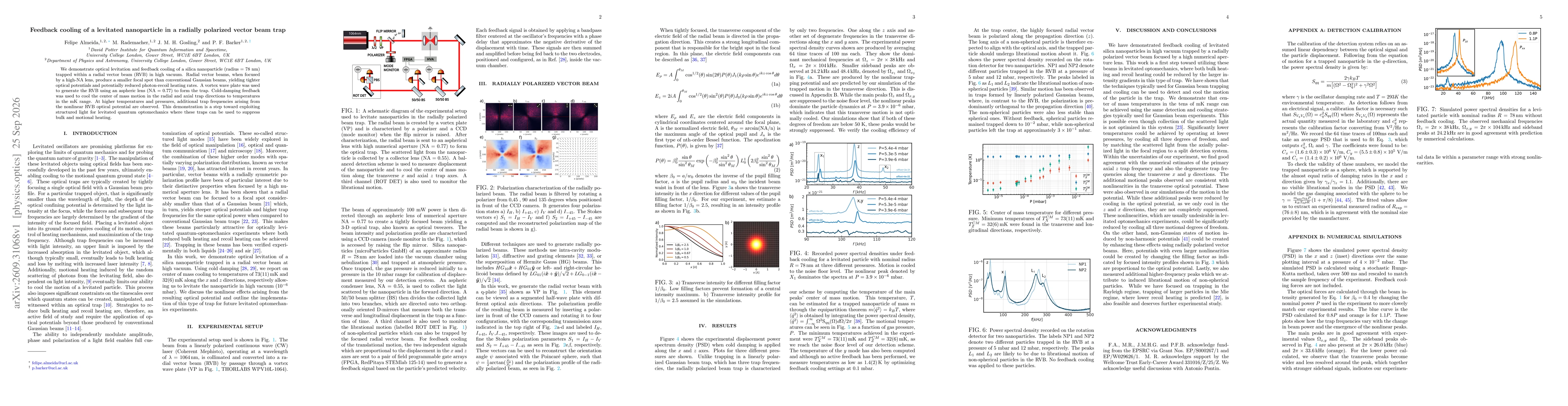Thumbnail for Feedback cooling of a levitated nanoparticle in a radially polarized vector beam trap