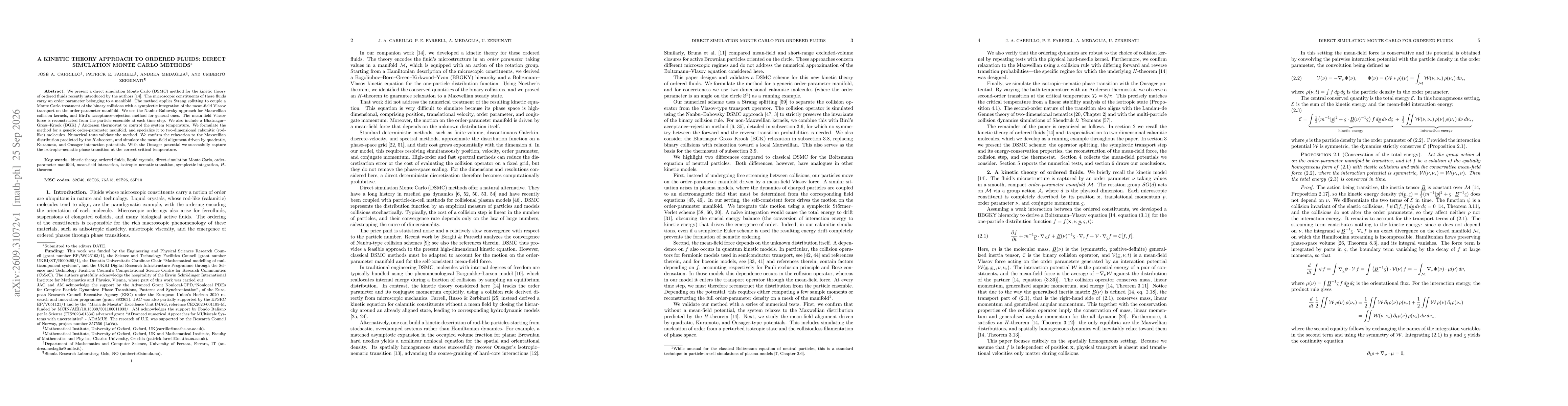 Thumbnail for A Kinetic Theory Approach To Ordered Fluids: Direct Simulation Monte Carlo Methods