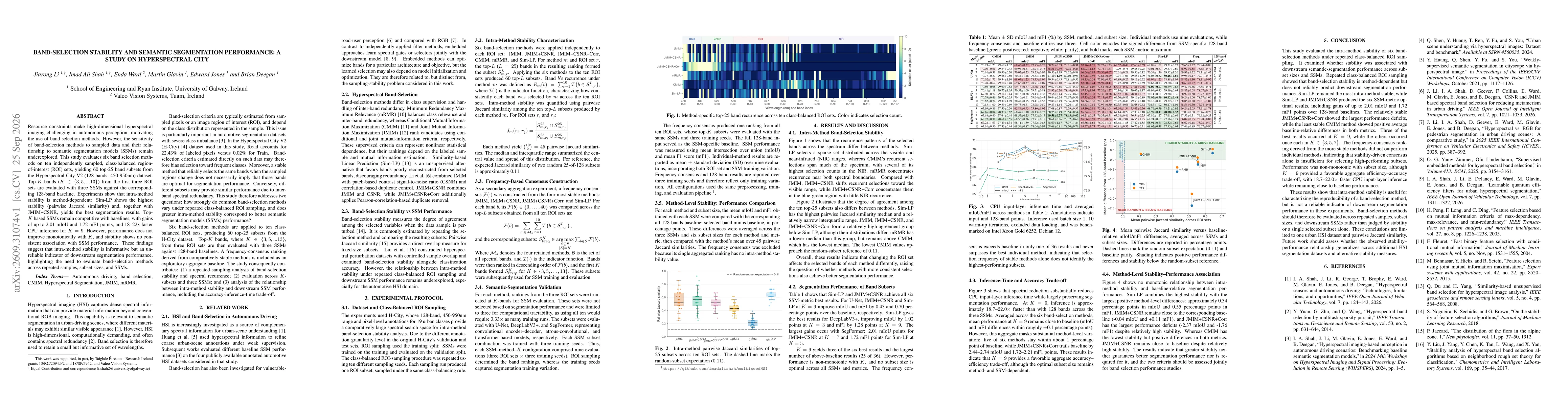 Thumbnail for Band-Selection Stability and Semantic Segmentation Performance: A Study on Hyperspectral City