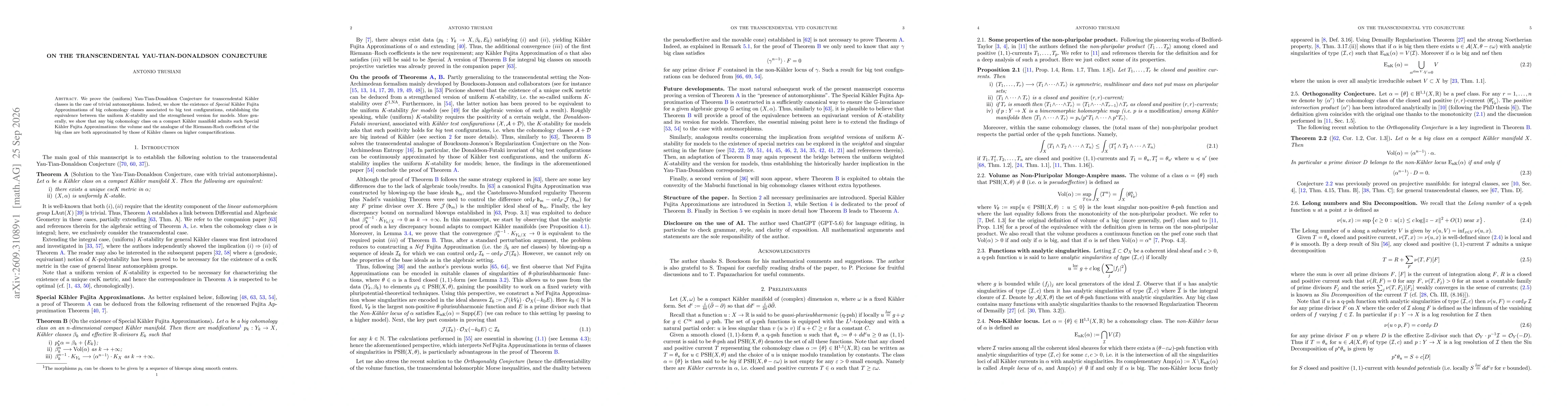 Thumbnail for On the transcendental Yau-Tian-Donaldson Conjecture