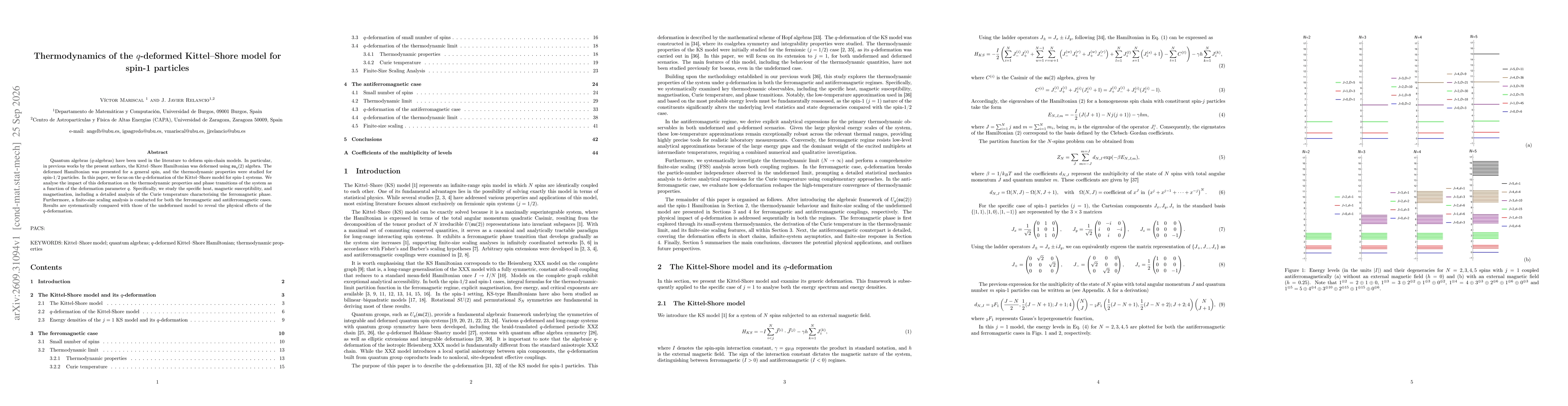 Thumbnail for Thermodynamics of the $q$-deformed Kittel--Shore model for spin-1 particles