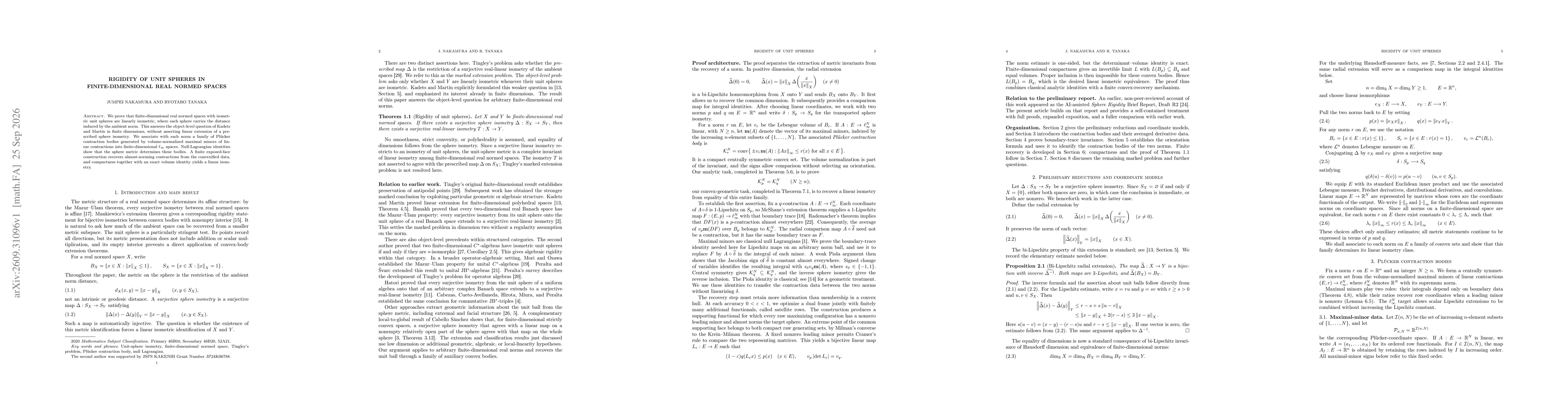 Thumbnail for Rigidity of unit spheres in finite-dimensional real normed spaces