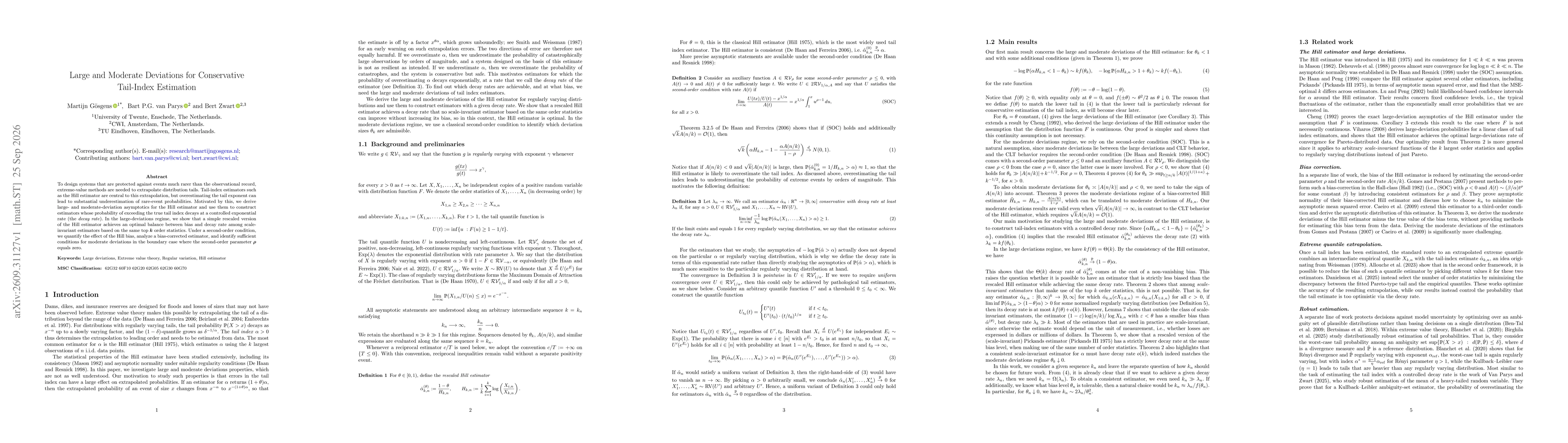 Thumbnail for Large and Moderate Deviations for Conservative Tail-Index Estimation
