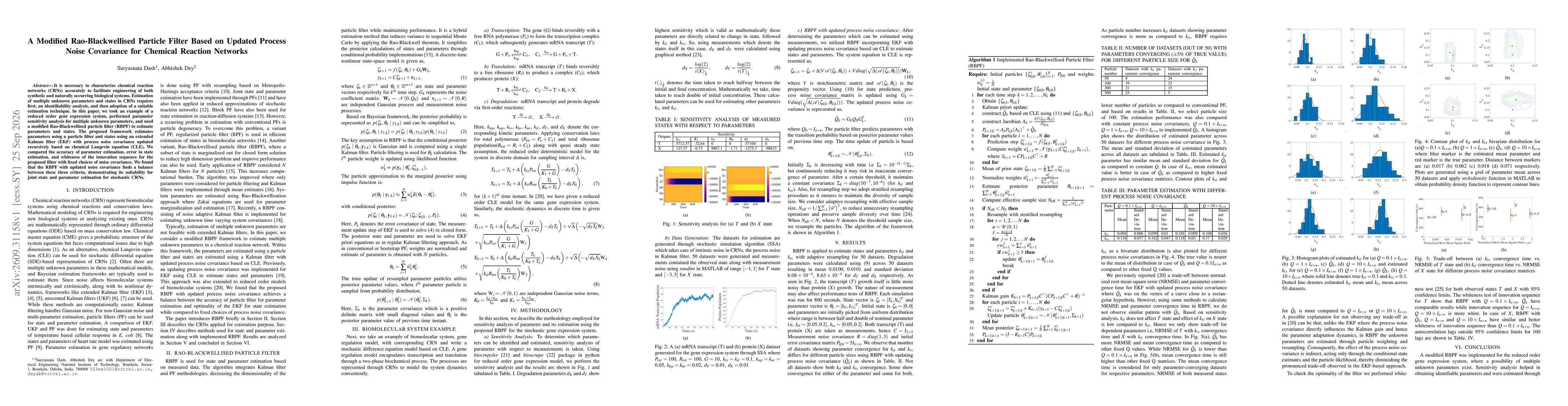 Thumbnail for A Modified Rao-Blackwellised Particle Filter Based on Updated Process Noise Covariance for Chemical Reaction Networks