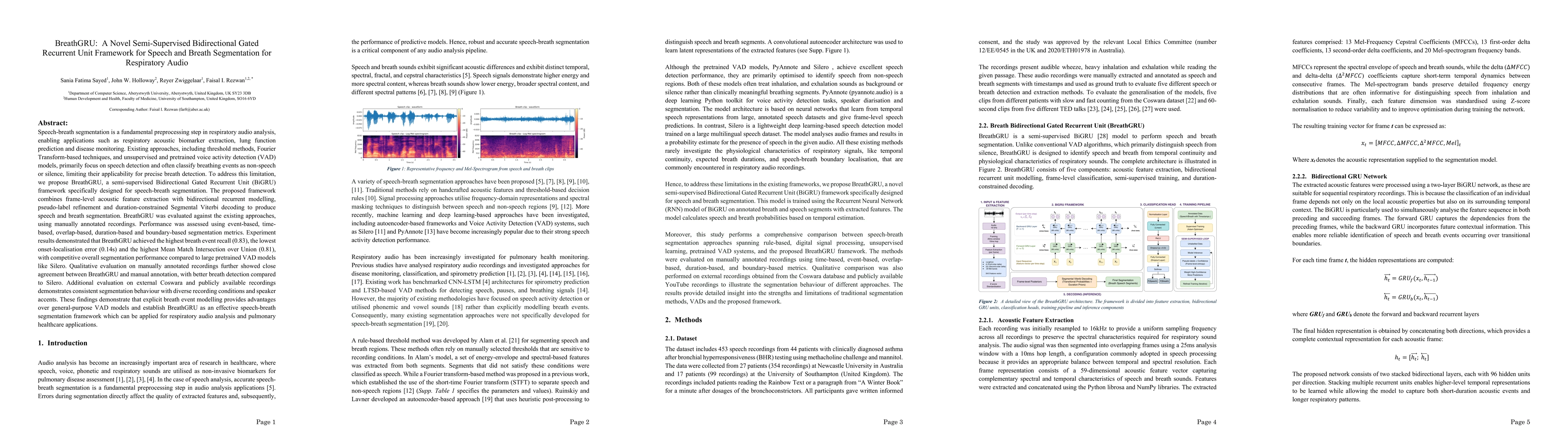 Thumbnail for BreathGRU: A Novel Semi-Supervised Bidirectional Gated Recurrent Unit Framework for Speech and Breath Segmentation for Respiratory Audio