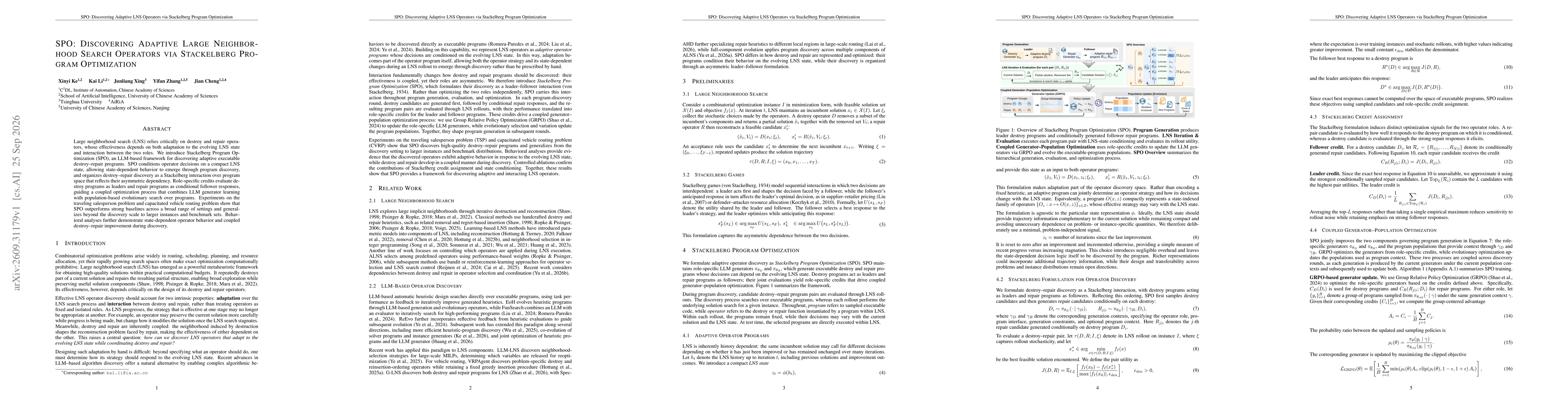 Thumbnail for SPO: Discovering Adaptive Large Neighborhood Search Operators via Stackelberg Program Optimization
