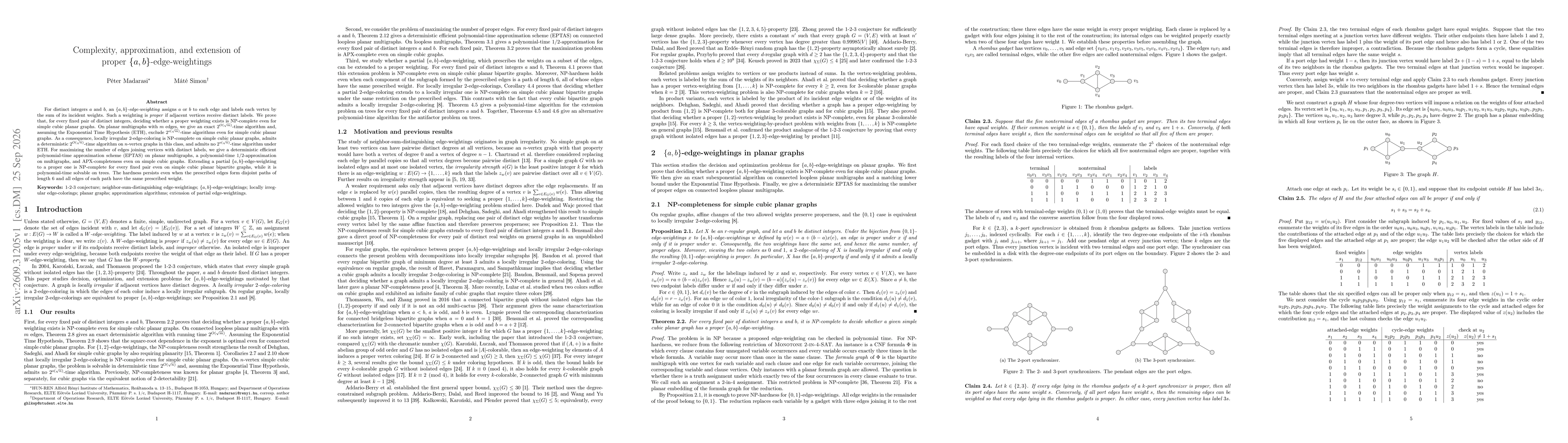 Thumbnail for Complexity, approximation, and extension of proper $\{a,b\}$-edge-weightings