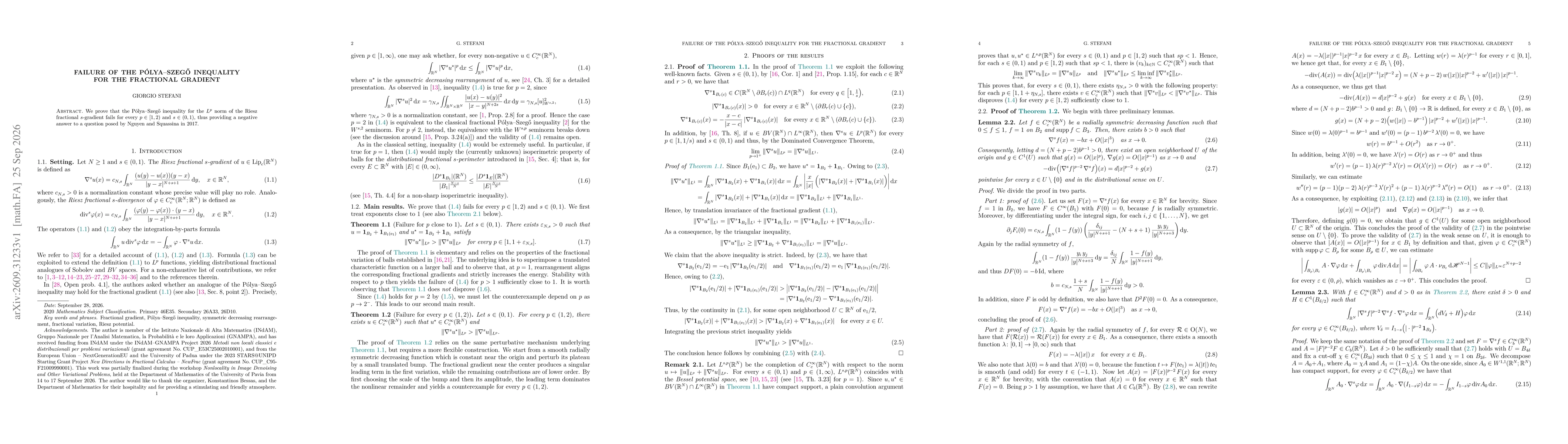 Thumbnail for Failure of the Pólya-Szegő inequality for the fractional gradient