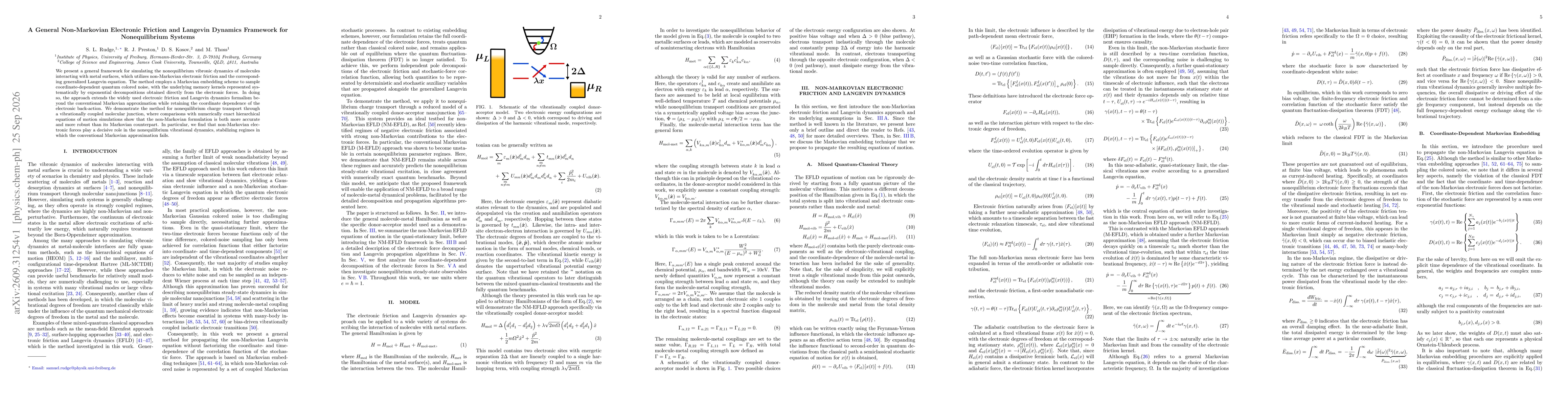 Thumbnail for A General Non-Markovian Electronic Friction and Langevin Dynamics Framework for Nonequilibrium Systems