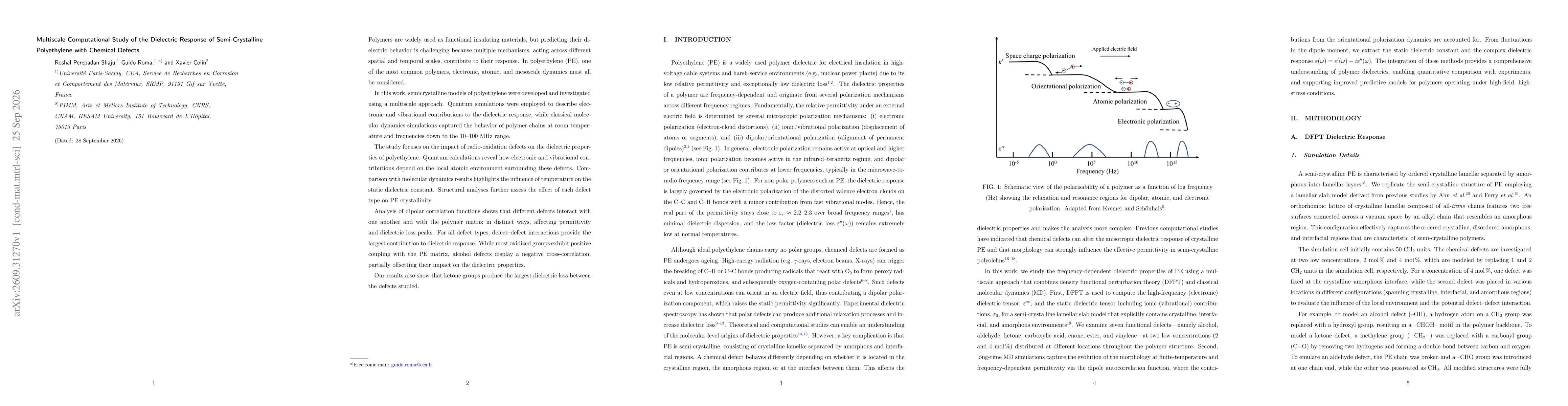 Thumbnail for Multiscale computational study of the dielectric response of semi-crystalline polyethylene with chemical defects