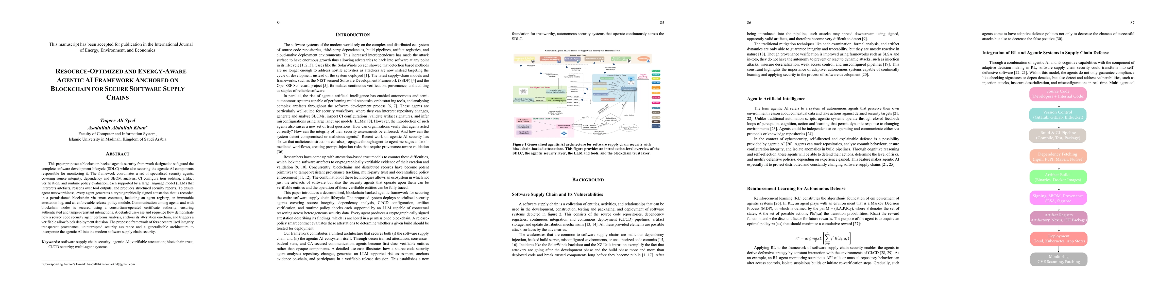 Thumbnail for Resource-Optimized and Energy-Aware Agentic AI Framework Anchored on Blockchain for Secure Software Supply Chains