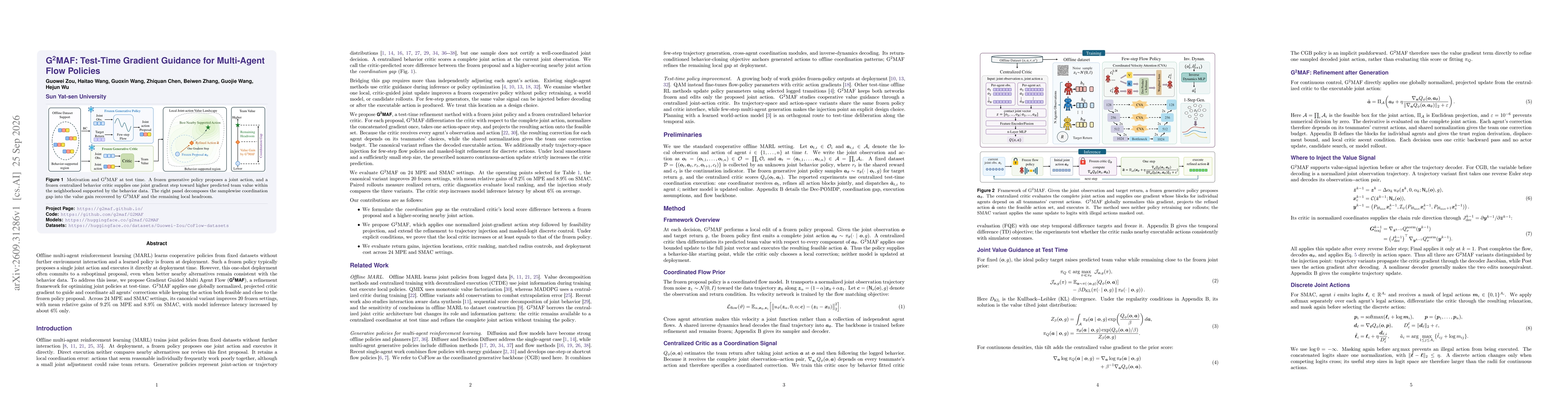 Thumbnail for G2MAF: Test-Time Gradient Guidance for Multi-Agent Flow Policies